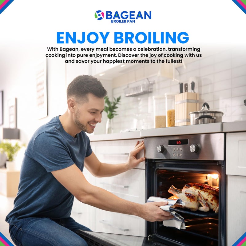 Bagean Broiler Pan for Oven Nonstick Porcelain Coated - 16.75â€ x 12.75â€ Frigidaire 5304494997 Replacement Broiling Pan for Oven With Rack For up to 550Â° F - Broiler Pans Circulate Heat and Drains Fat - Image 5